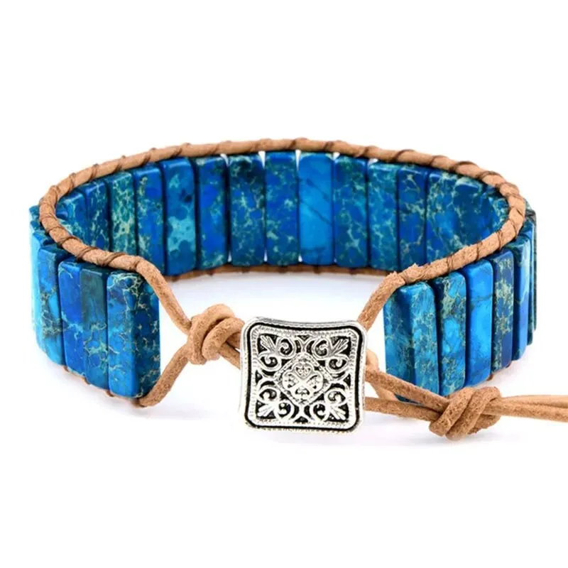 Natural Bead Leather Strap Boho Gypsy Bracelet