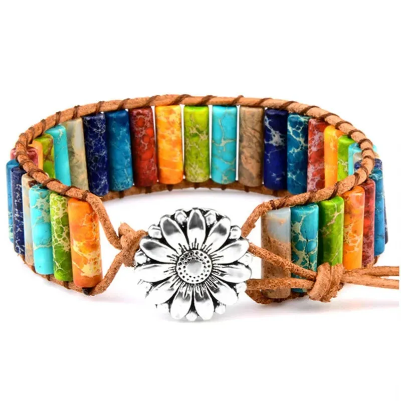Natural Bead Leather Strap Boho Gypsy Bracelet