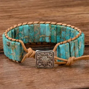 Natural Bead Leather Strap Boho Gypsy Bracelet