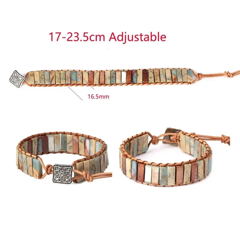 Natural Bead Leather Strap Boho Gypsy Bracelet