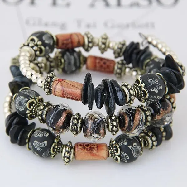 New BohemianShell Bead Charm Ethnic Multilayer Bracelet 2Pcs