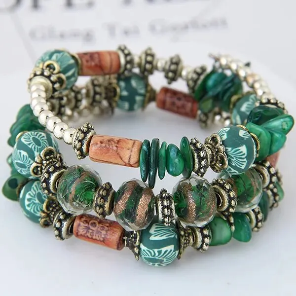 New BohemianShell Bead Charm Ethnic Multilayer Bracelet 2Pcs