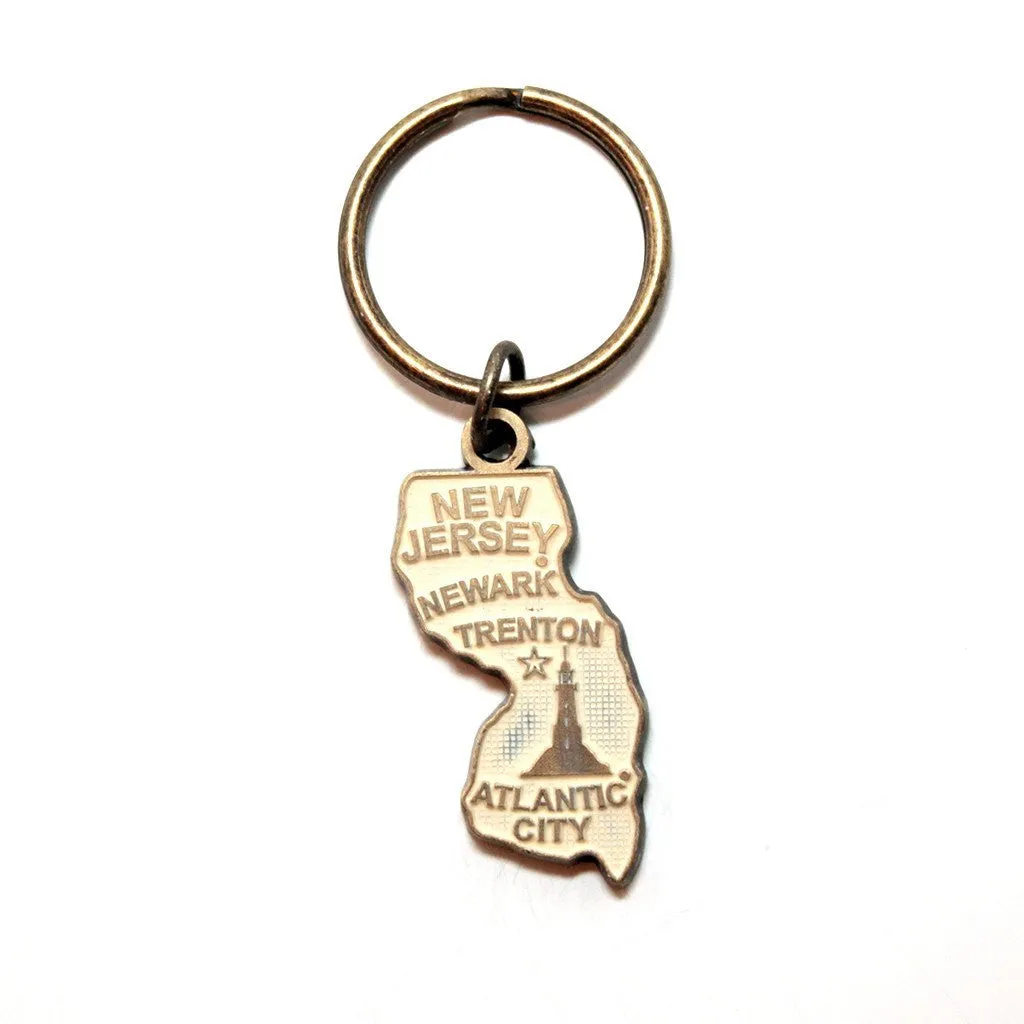 New Jersey Key Chain - High Quality Thick Metal State Key Ring