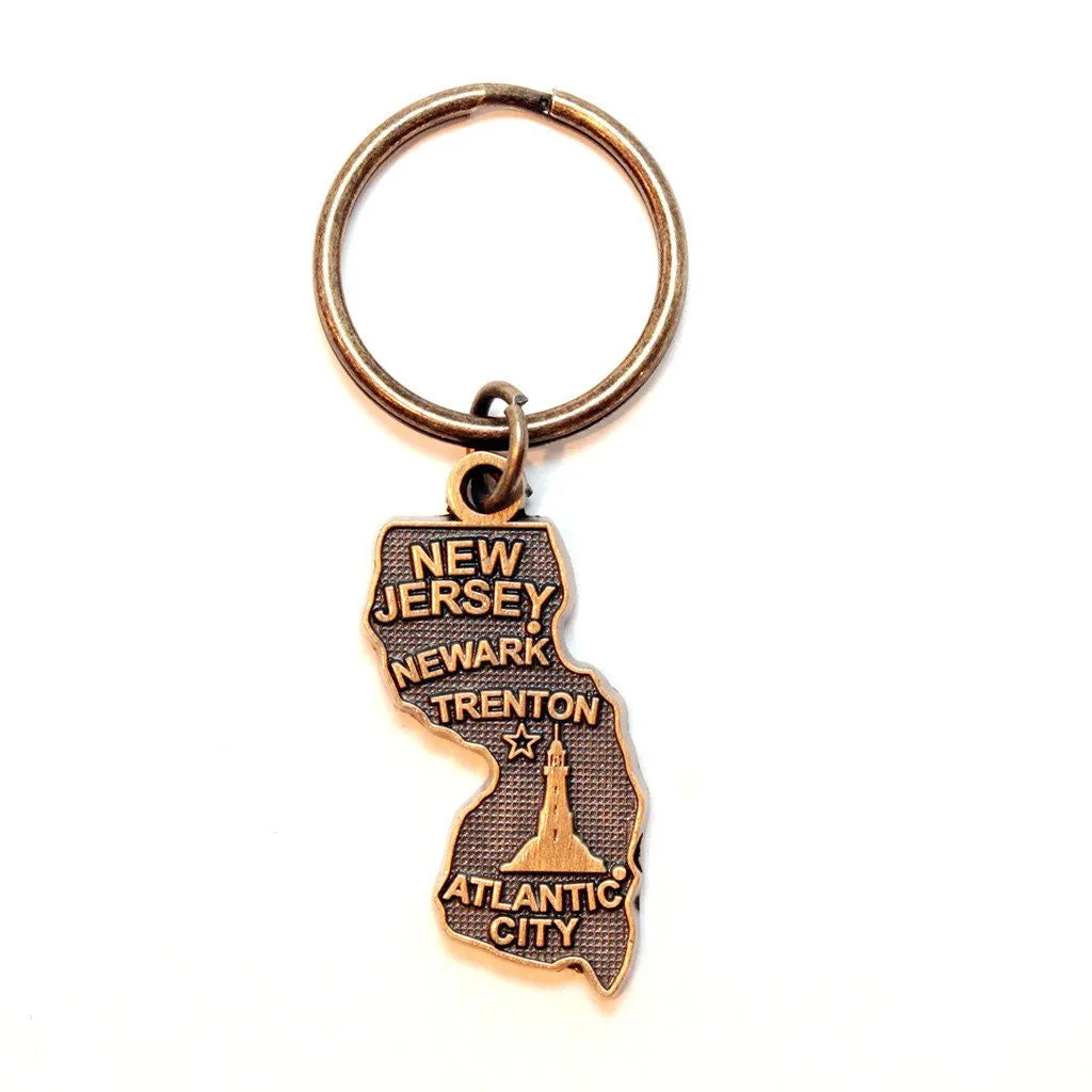 New Jersey Key Chain - High Quality Thick Metal State Key Ring