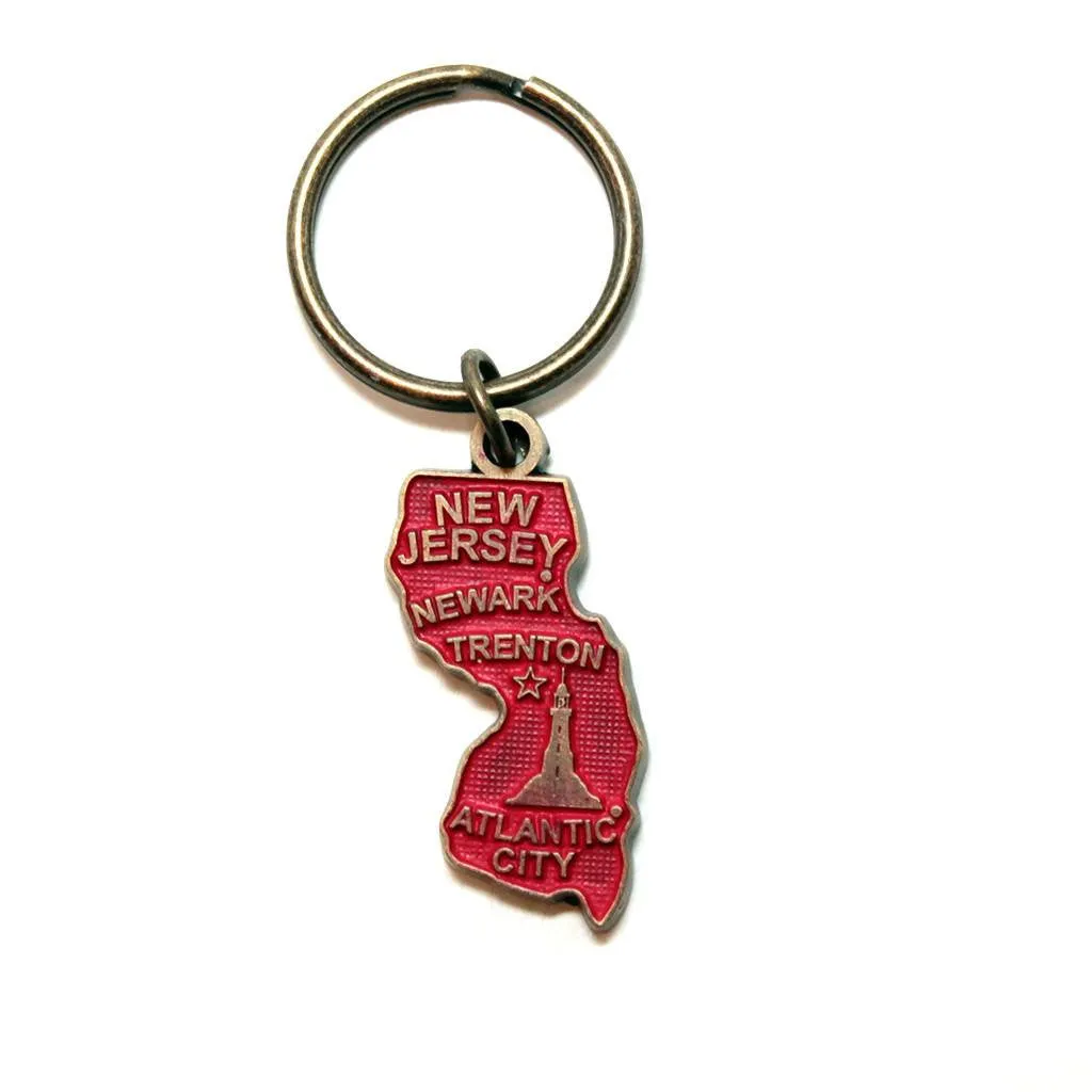 New Jersey Key Chain - High Quality Thick Metal State Key Ring