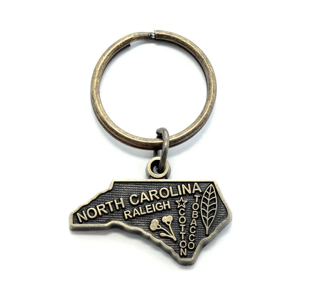 North Carolina Keychain - High Quality Thick Metal State Love Key Ring