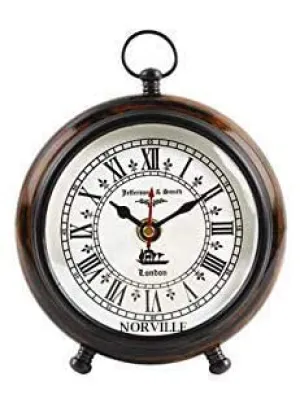 NORVILLE® Antique Wooden Table Clock for Home Decor, Office Desk, Study Table Decorative