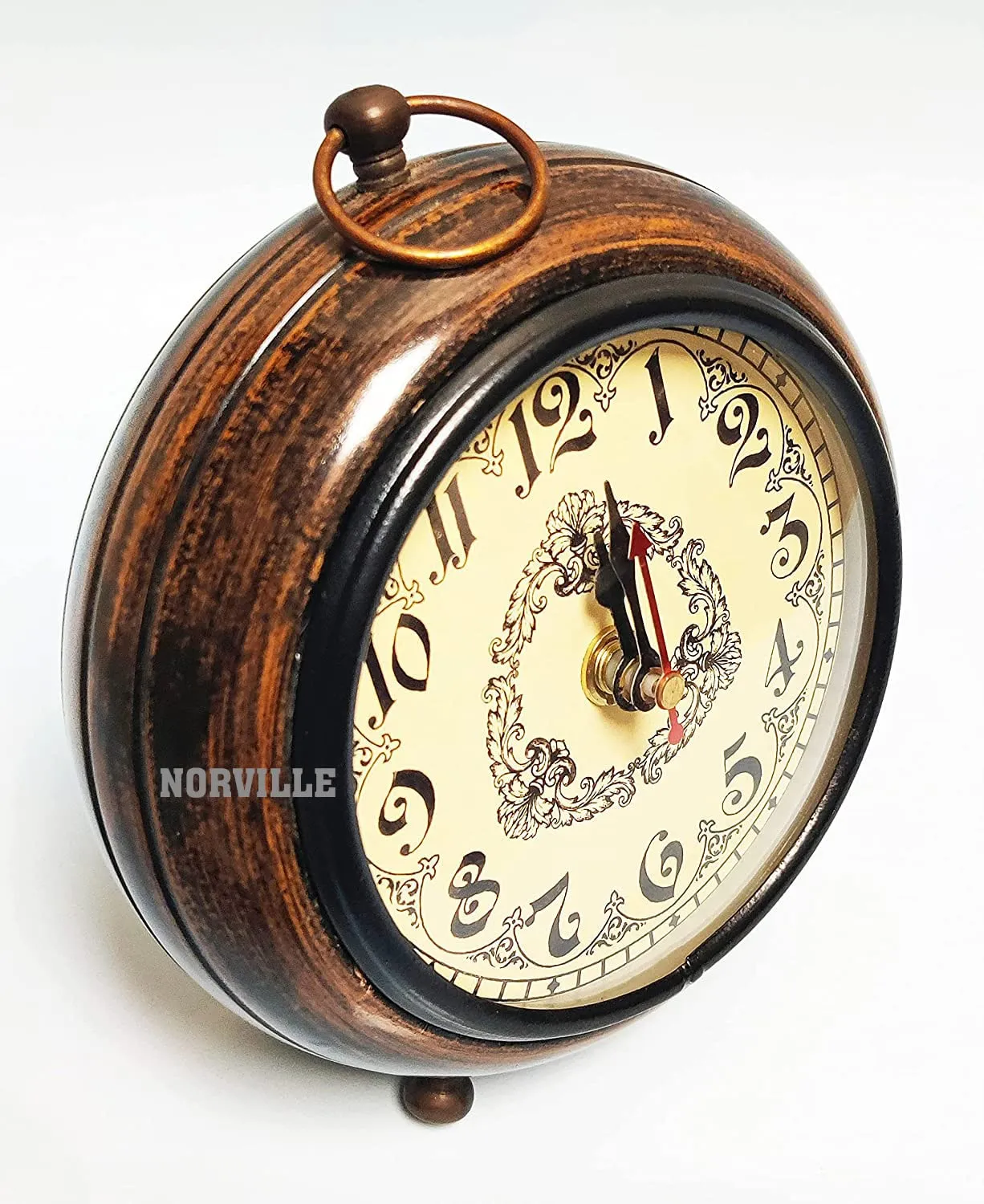 NORVILLE™ Antique Wooden Table Clock for Home Decor, Office Desk Watch, Study Table, Showpeice, Decorative & Gift Item