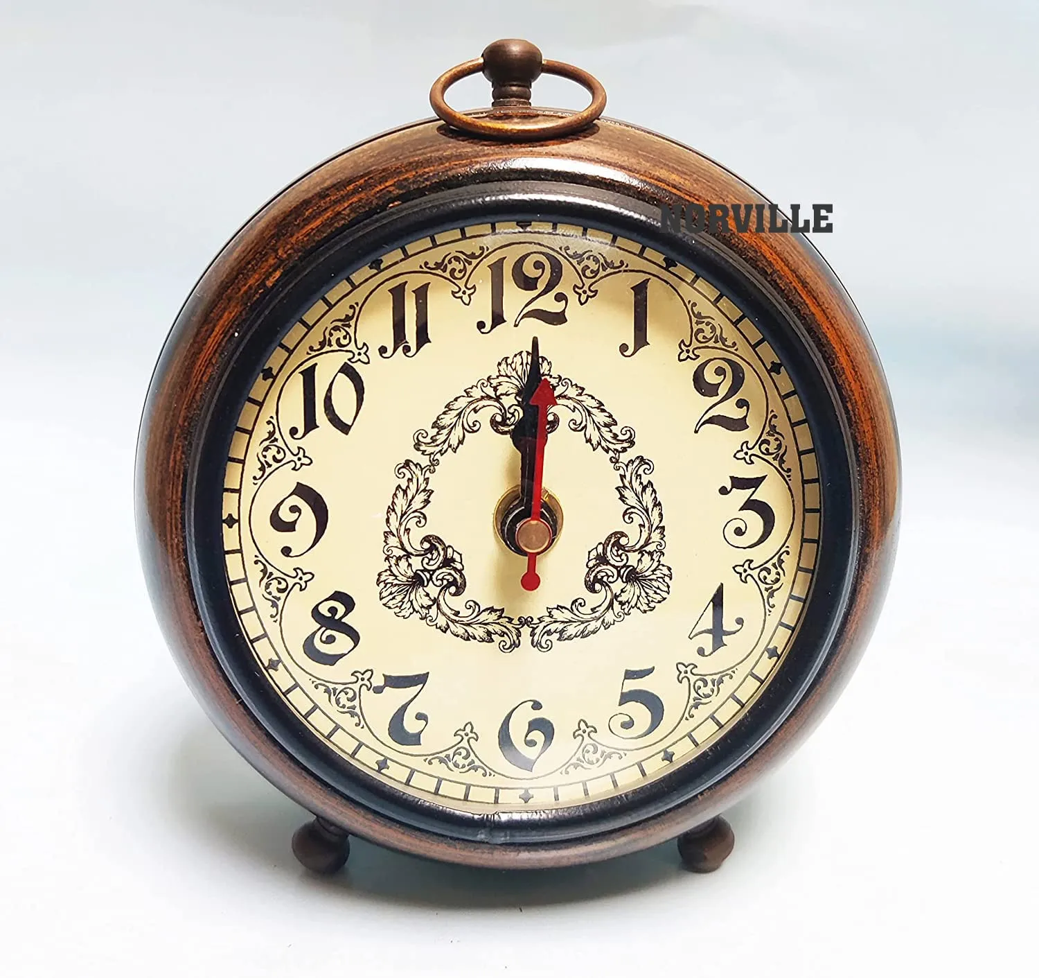 NORVILLE™ Antique Wooden Table Clock for Home Decor, Office Desk Watch, Study Table, Showpeice, Decorative & Gift Item