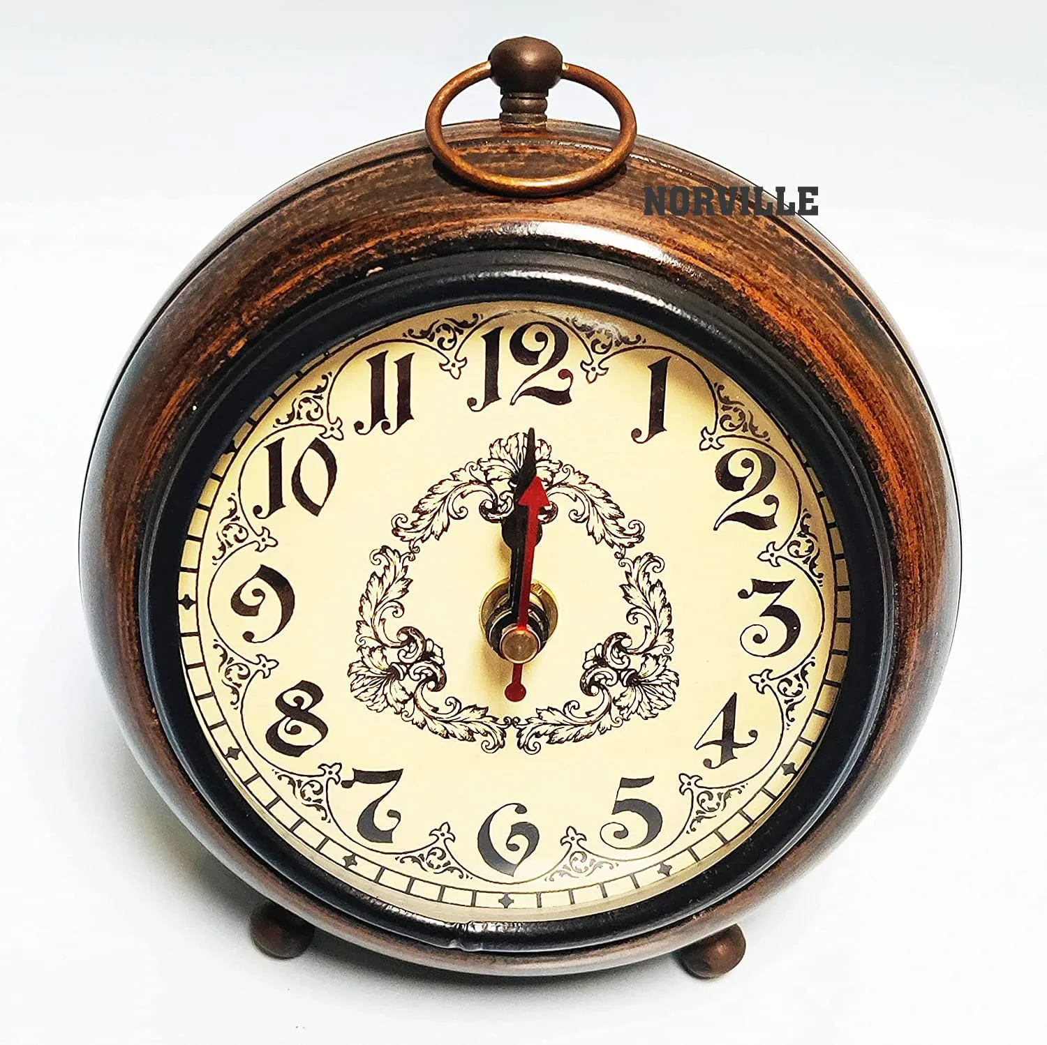 NORVILLE™ Antique Wooden Table Clock for Home Decor, Office Desk Watch, Study Table, Showpeice, Decorative & Gift Item
