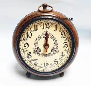 NORVILLE™ Antique Wooden Table Clock for Home Decor, Office Desk Watch, Study Table, Showpeice, Decorative & Gift Item