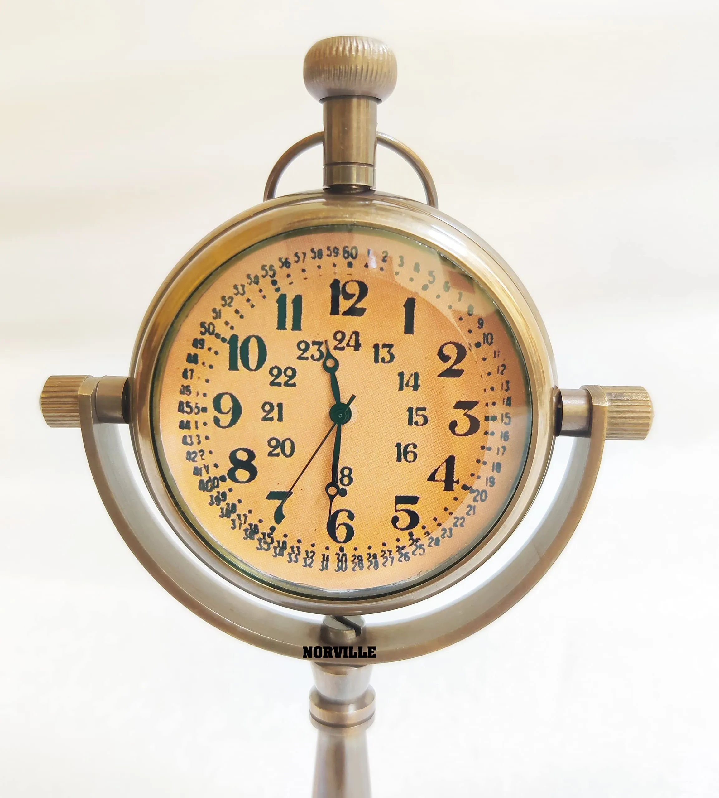 NORVILLE® Brass Desk Table Clock Decor for Home Office Tbale