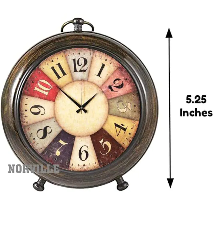 NORVILLE® Handmade Wooden Table Clock Desk Shelf Clock for Study Table, Home Office Decorative Item, Gift Item