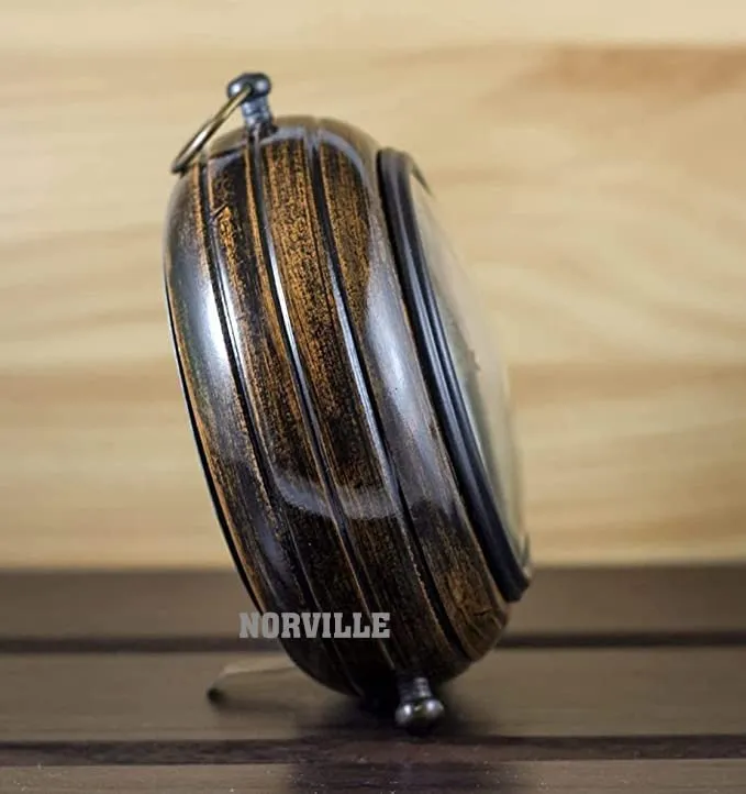 NORVILLE® Handmade Wooden Table Clock Desk Shelf Clock for Study Table, Home Office Decorative Item, Gift Item