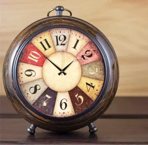 NORVILLE® Handmade Wooden Table Clock Desk Shelf Clock for Study Table, Home Office Decorative Item, Gift Item