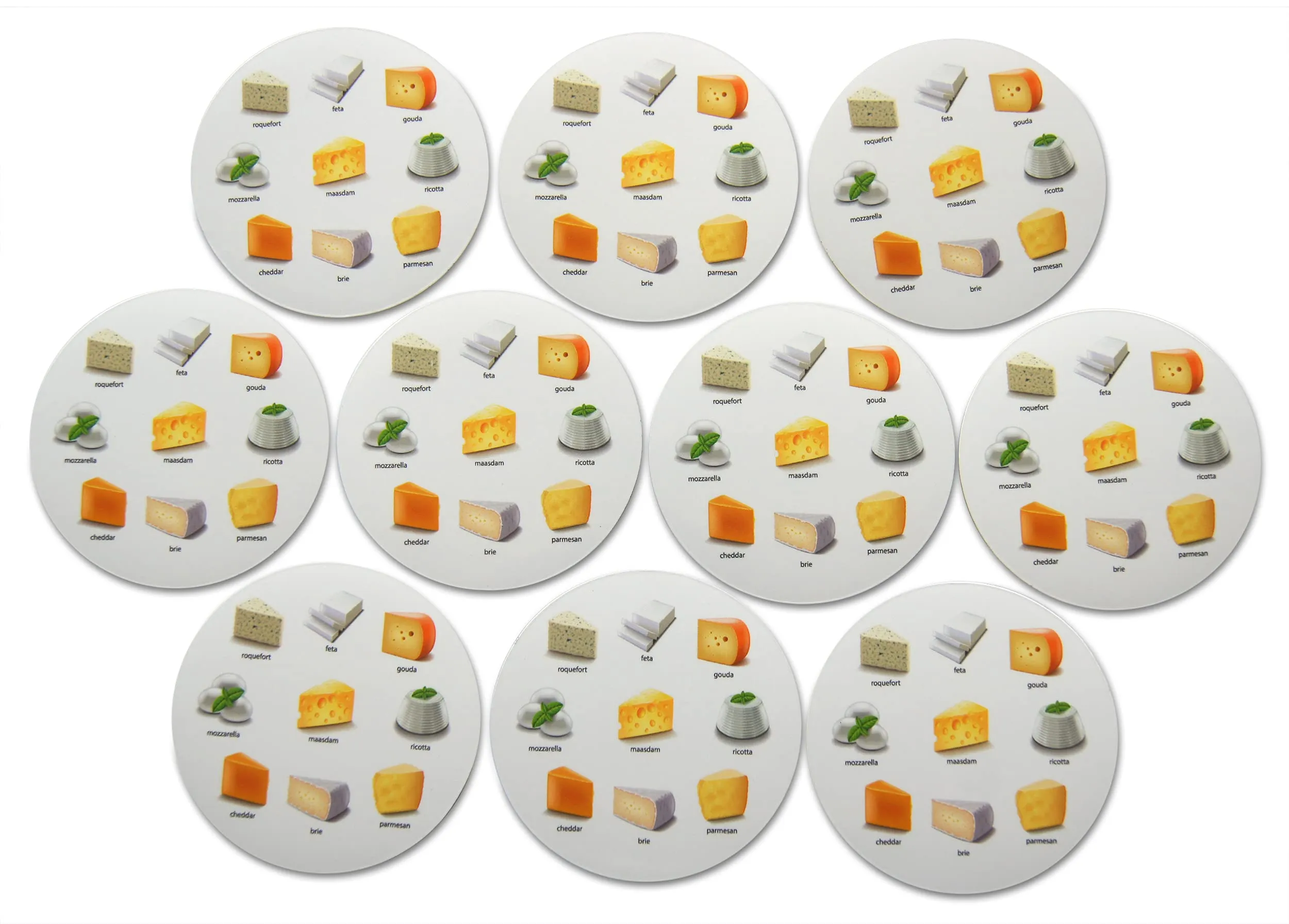 Novel Merk Cheese Guide Refrigerator Magnets - Vinyl Round Flat Magnets for Fridge, Lockers, Home Kitchen & Farmhouse Decor - Self Adhesive to Metal Surfaces (10 Pack), Yellow, 3 Inch