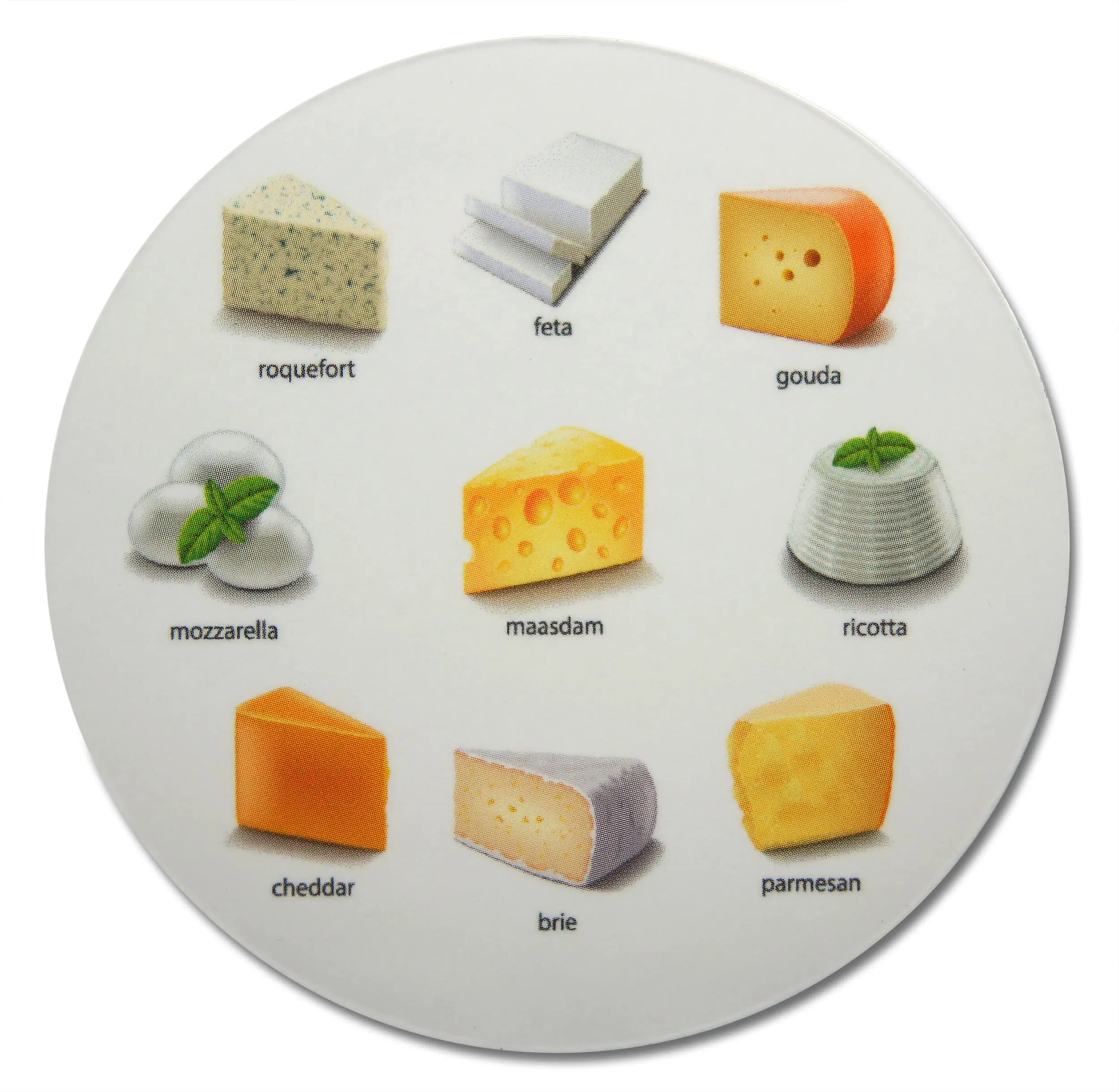 Novel Merk Cheese Guide Refrigerator Magnets - Vinyl Round Flat Magnets for Fridge, Lockers, Home Kitchen & Farmhouse Decor - Self Adhesive to Metal Surfaces (10 Pack), Yellow, 3 Inch