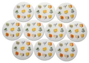 Novel Merk Cheese Guide Refrigerator Magnets - Vinyl Round Flat Magnets for Fridge, Lockers, Home Kitchen & Farmhouse Decor - Self Adhesive to Metal Surfaces (10 Pack), Yellow, 3 Inch