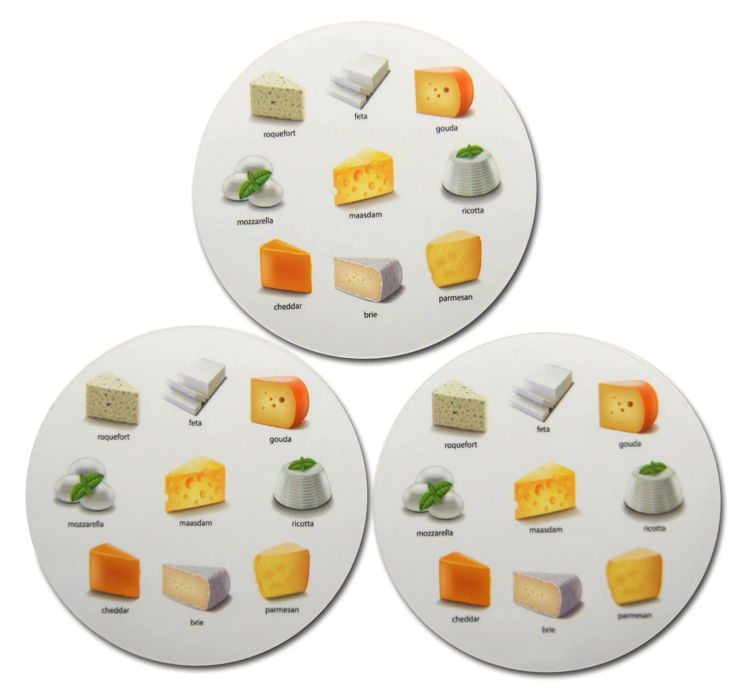 Novel Merk Cheese Guide Refrigerator Magnets - Vinyl Round Flat Magnets for Fridge, Lockers, Home Kitchen & Farmhouse Decor - Self Adhesive to Metal Surfaces (10 Pack), Yellow, 3 Inch
