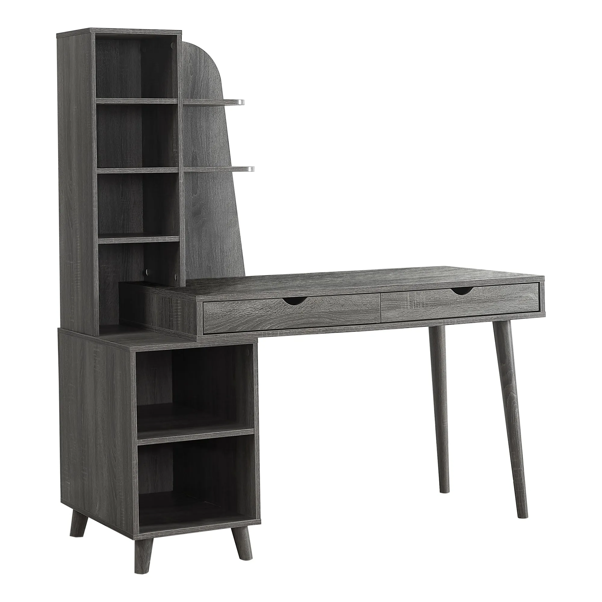 OFFICE SERIES - 55"L / GREY WITH BOOKCASE