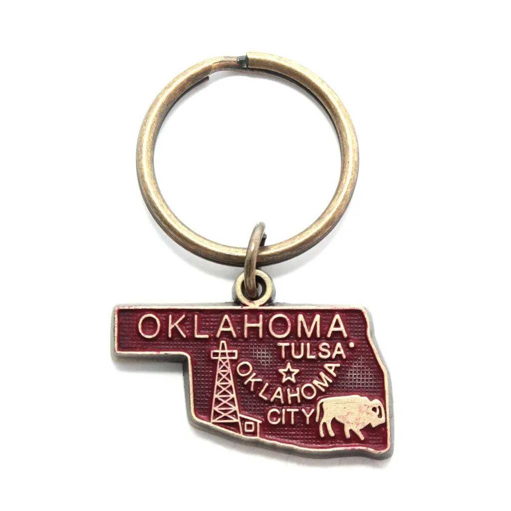 Oklahoma Key Chain - High Quality Thick Metal State Key Ring