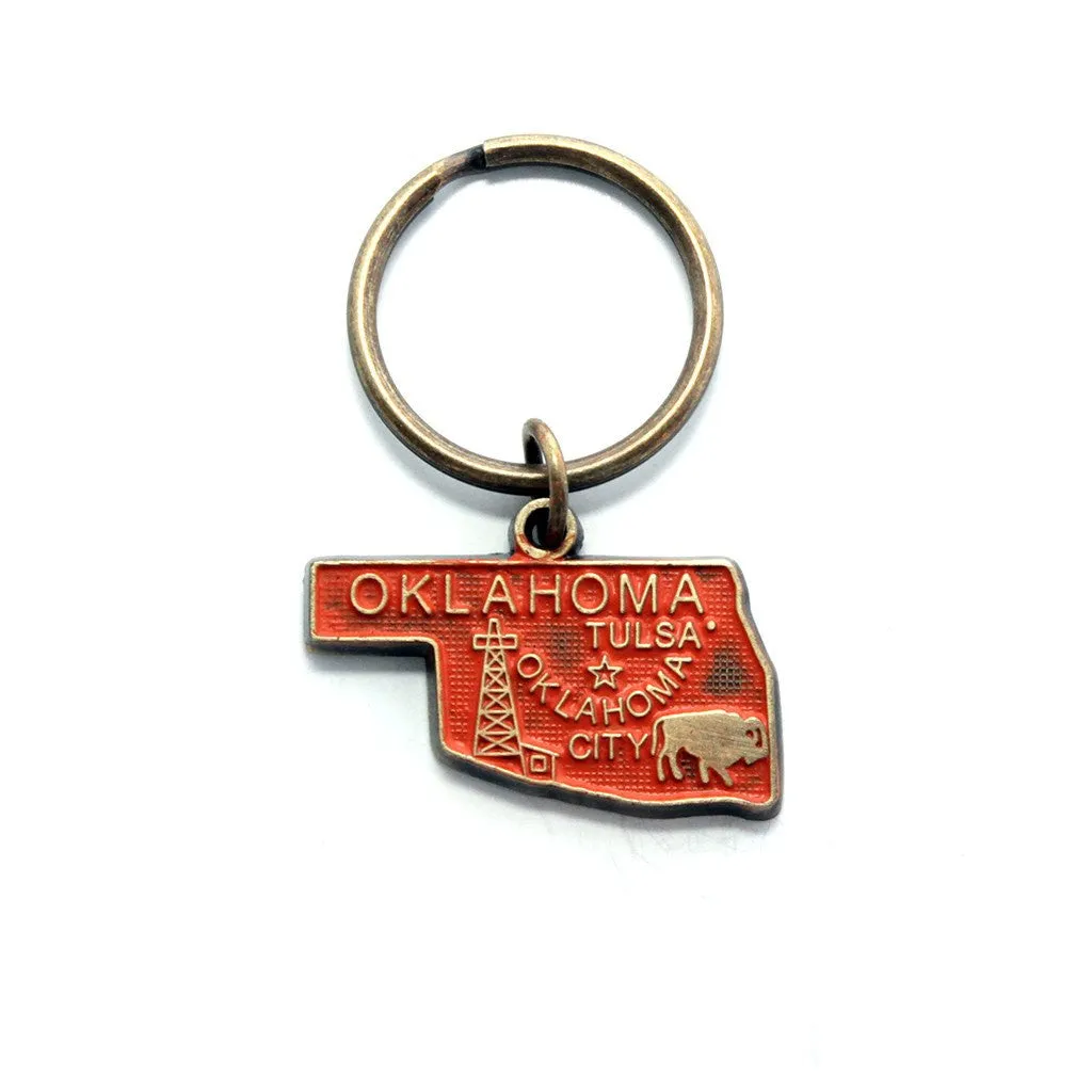 Oklahoma Key Chain - High Quality Thick Metal State Key Ring