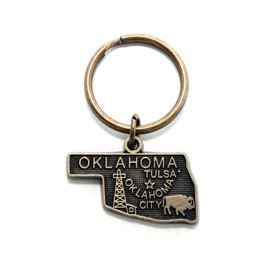 Oklahoma Key Chain - High Quality Thick Metal State Key Ring