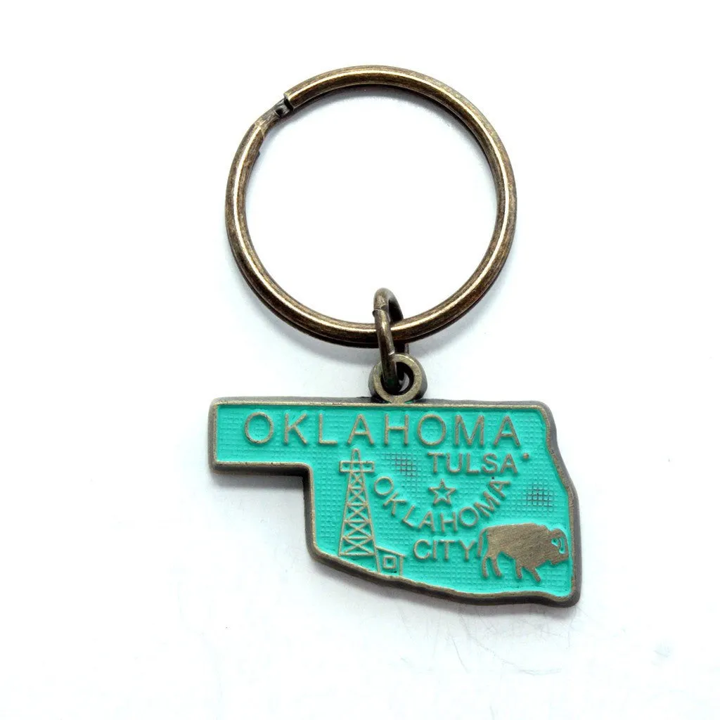 Oklahoma Key Chain - High Quality Thick Metal State Key Ring