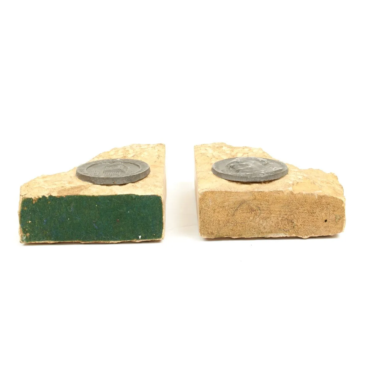 Original British 1941 WWII Houses of Parliament Stone Bookends from Air Raid Damage