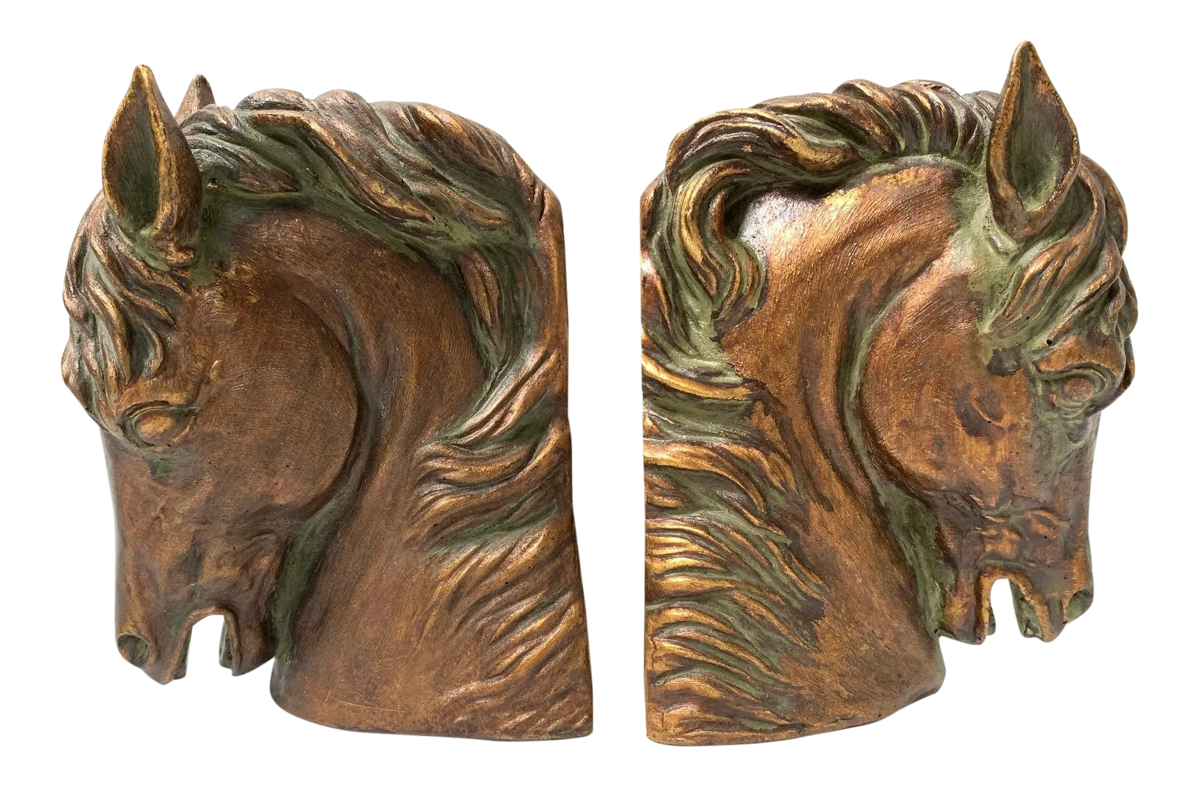 Pair of Sculptural Bronze Horse Head Bookends