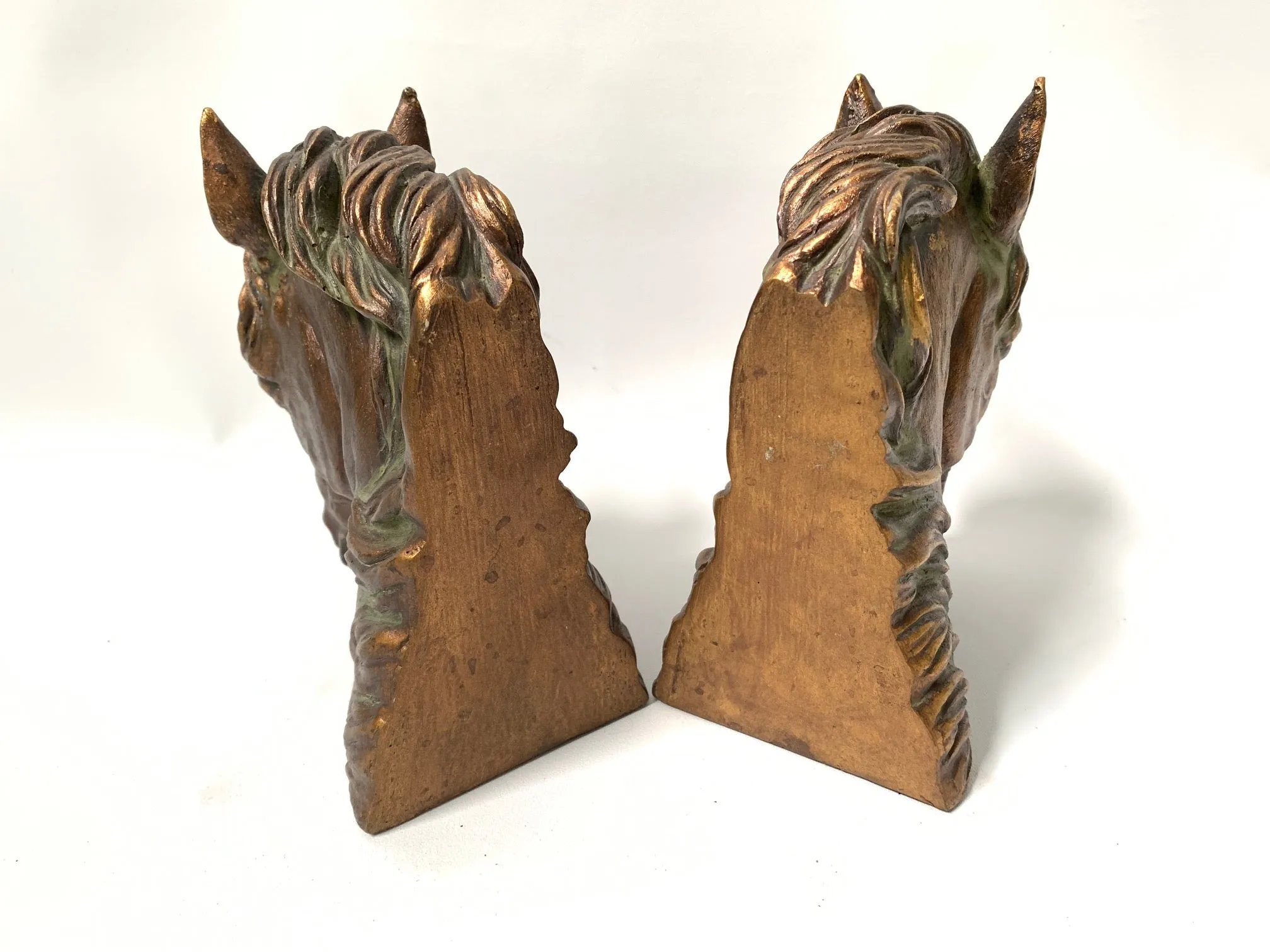 Pair of Sculptural Bronze Horse Head Bookends