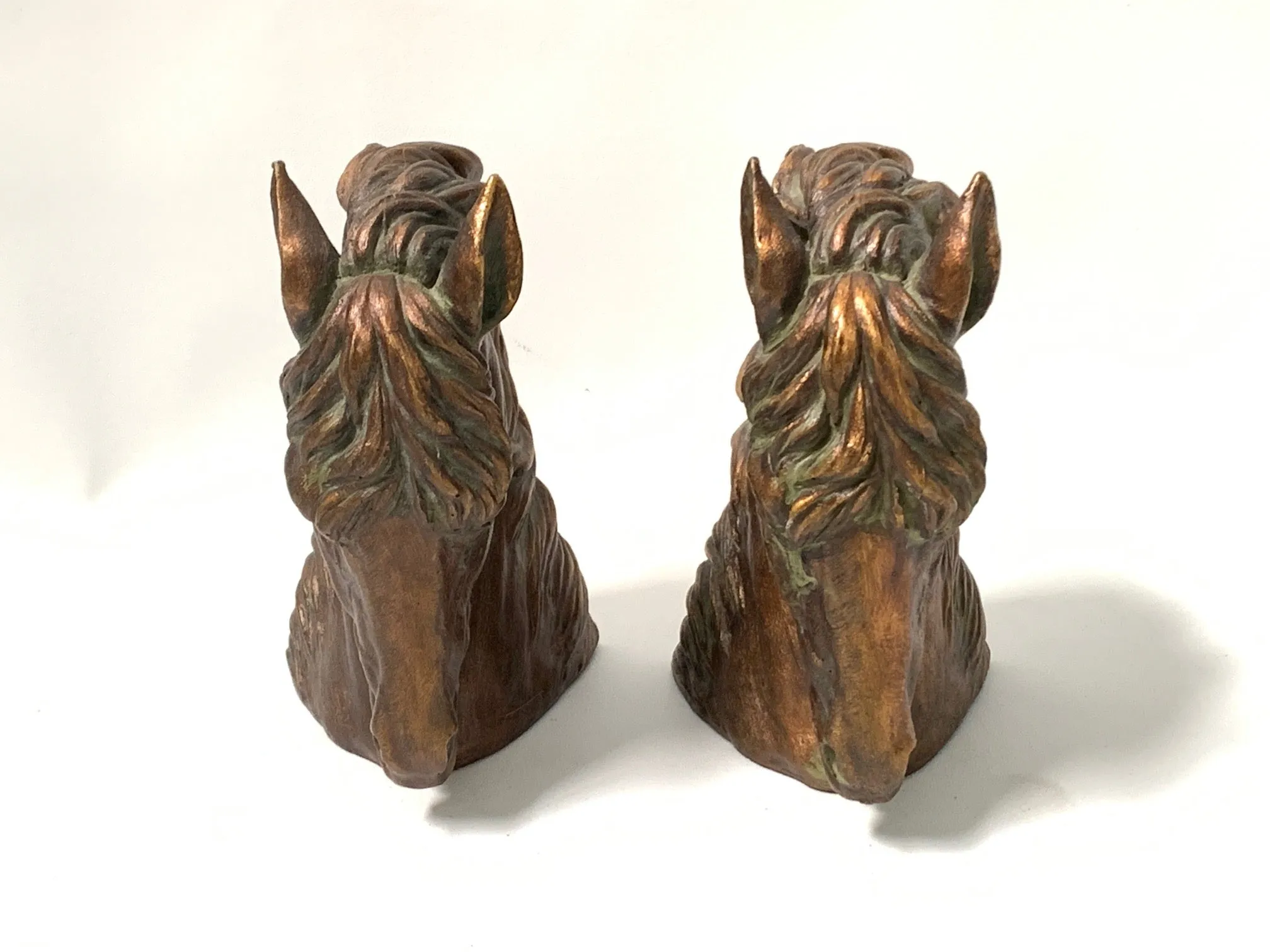 Pair of Sculptural Bronze Horse Head Bookends