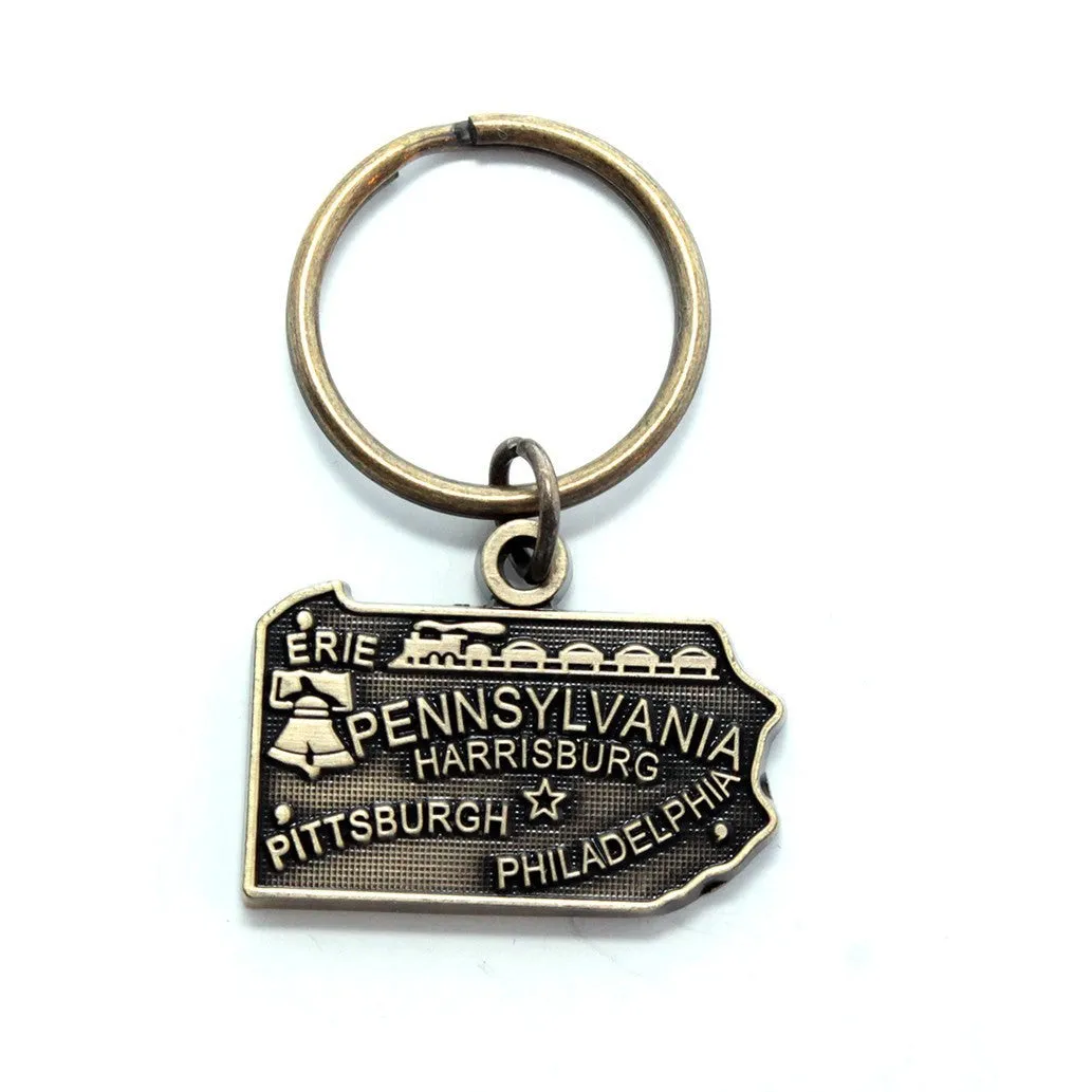 Pennsylvania Keychain - High Quality Thick Metal State Key Ring