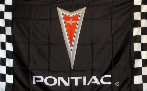 Pontiac Polyester Red Black Silver Checkered Logo Auto Dealer Advertising Banner Flag Sign