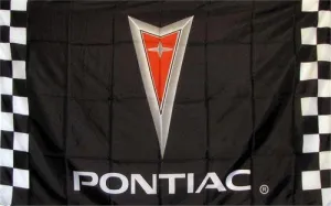 Pontiac Polyester Red Black Silver Checkered Logo Auto Dealer Advertising Banner Flag Sign