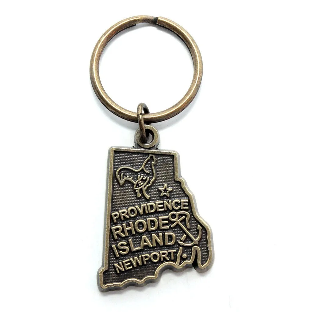 Rhode Island Keychain - High Quality Thick Metal State Love Key Ring