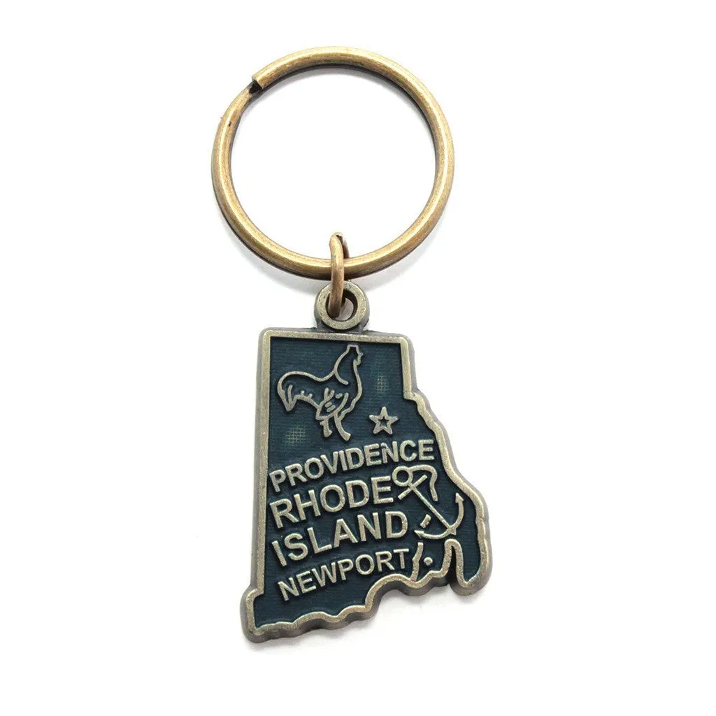 Rhode Island Keychain - High Quality Thick Metal State Love Key Ring