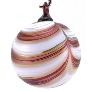 Ribbon Ornament Shown In Cranberries And Cream by The Furnace Glassworks
