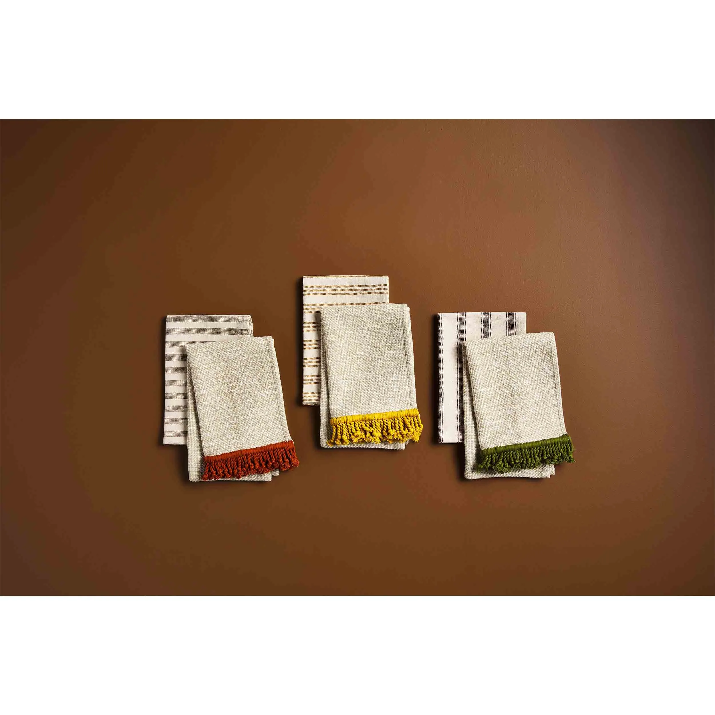 Rust Fringe & Stripe Towel Set