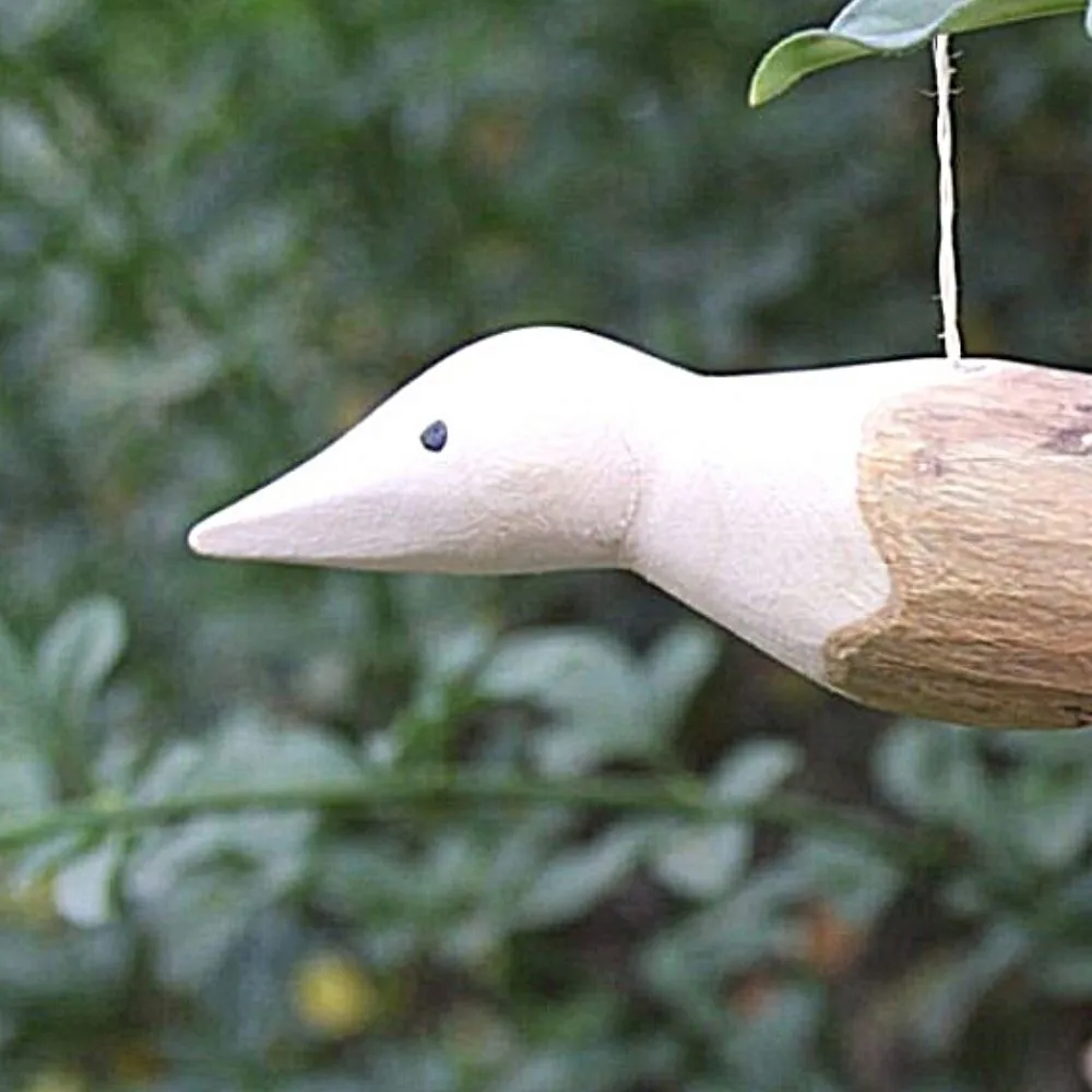 Rwanda Hand Carved Natural Wood Branch Hanging Bird Ornament Set
