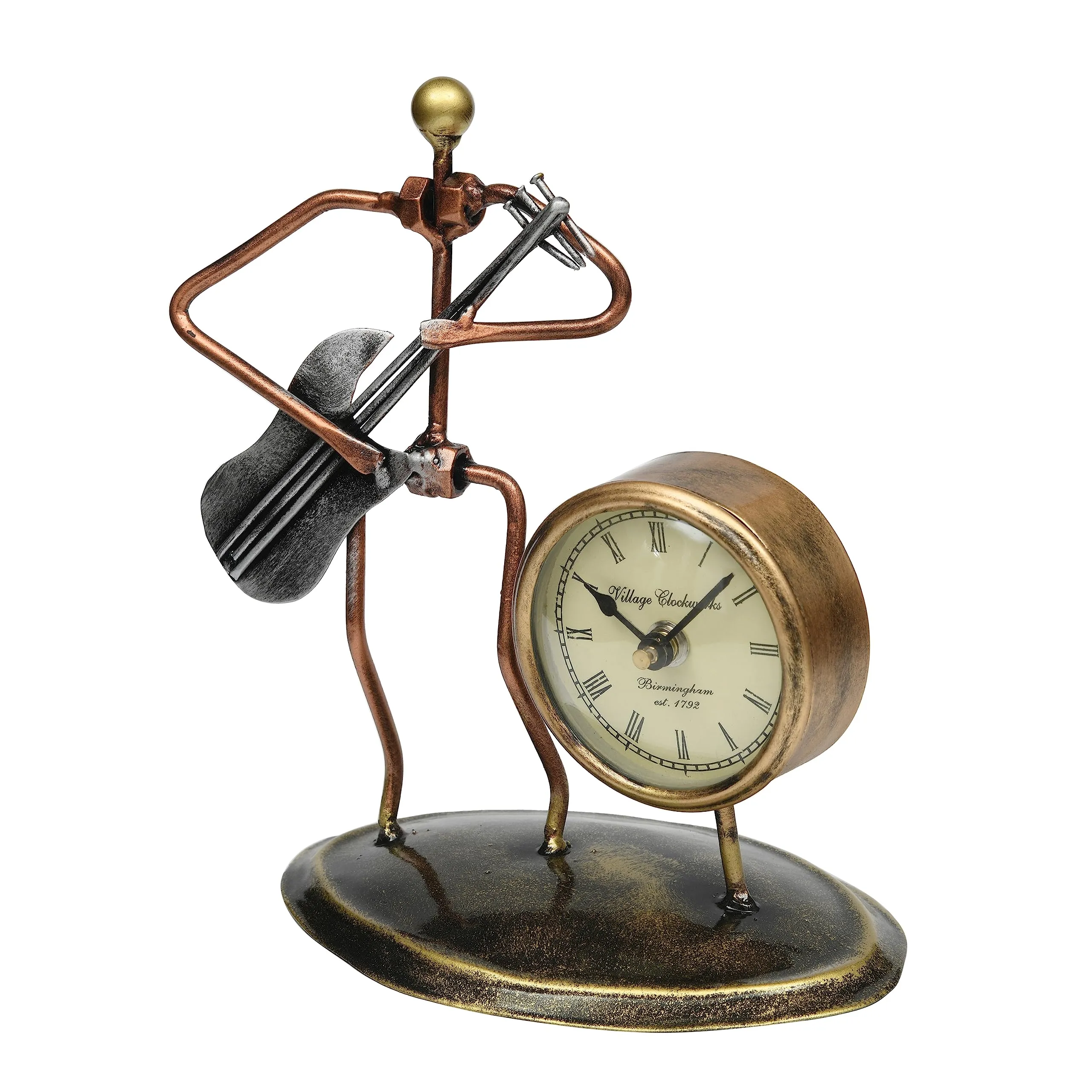Samsiddhi Guitar Man Table Clock for Home Decor Showpiece Decorative Watch Statue Gift for Decoration | Diwali Decoration Items