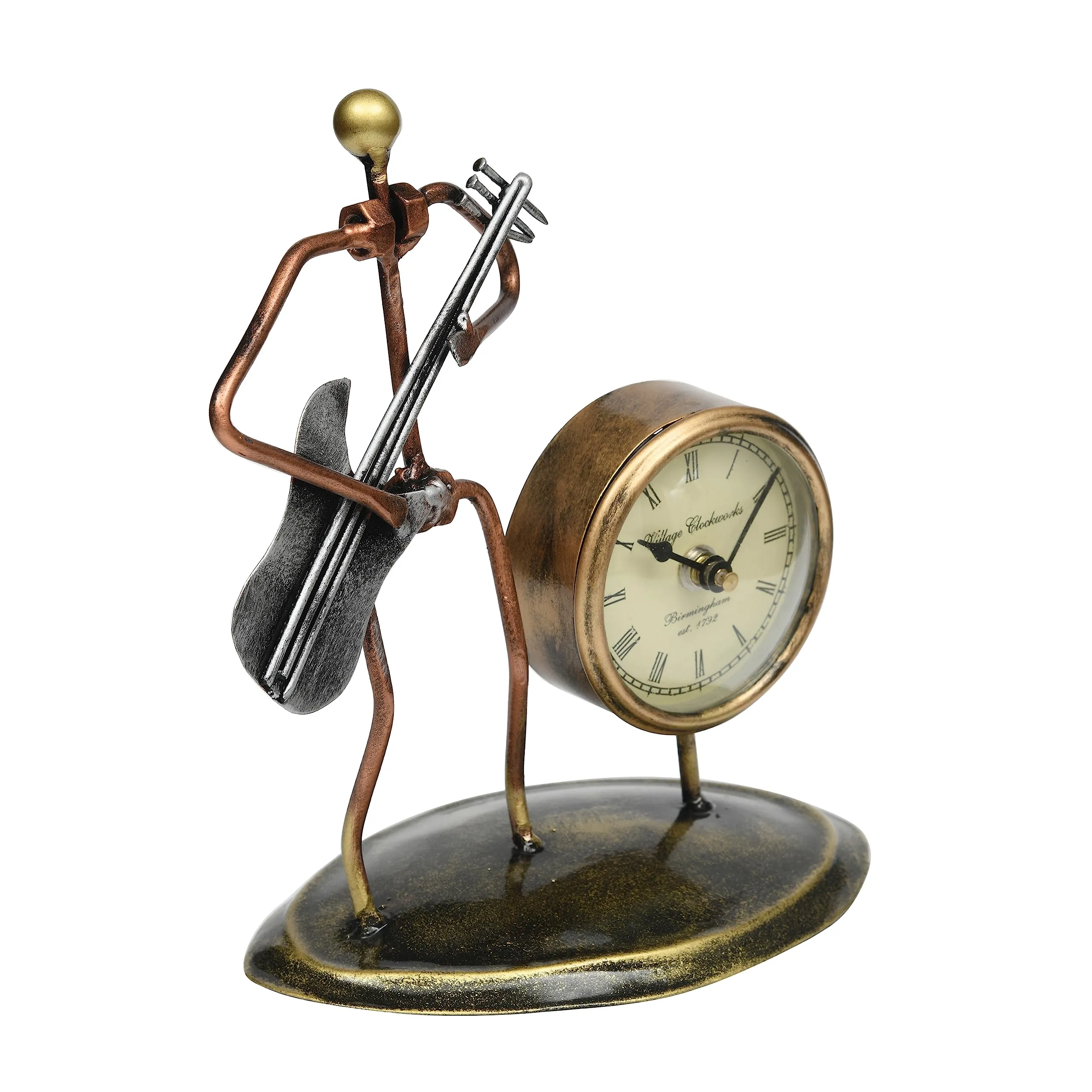 Samsiddhi Guitar Man Table Clock for Home Decor Showpiece Decorative Watch Statue Gift for Decoration | Diwali Decoration Items