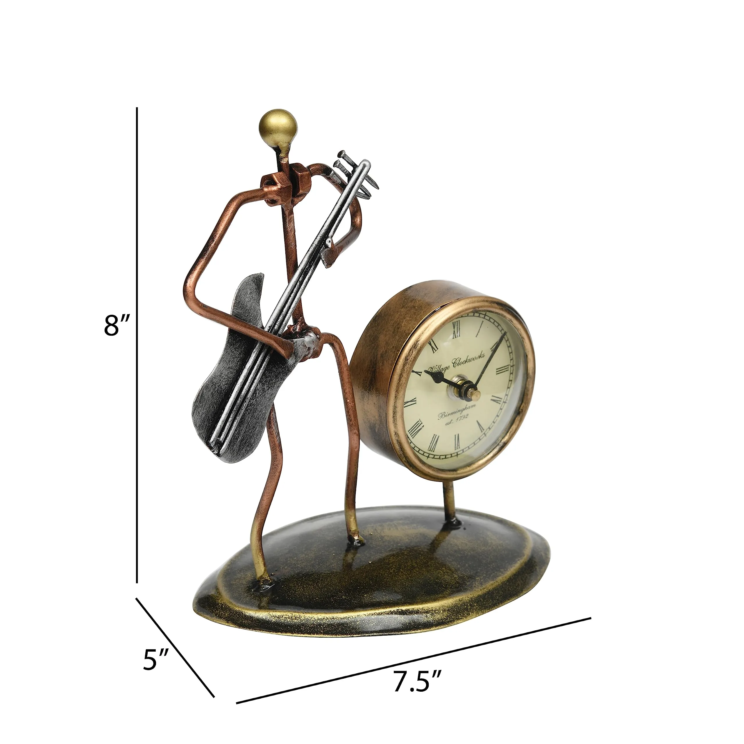 Samsiddhi Guitar Man Table Clock for Home Decor Showpiece Decorative Watch Statue Gift for Decoration | Diwali Decoration Items