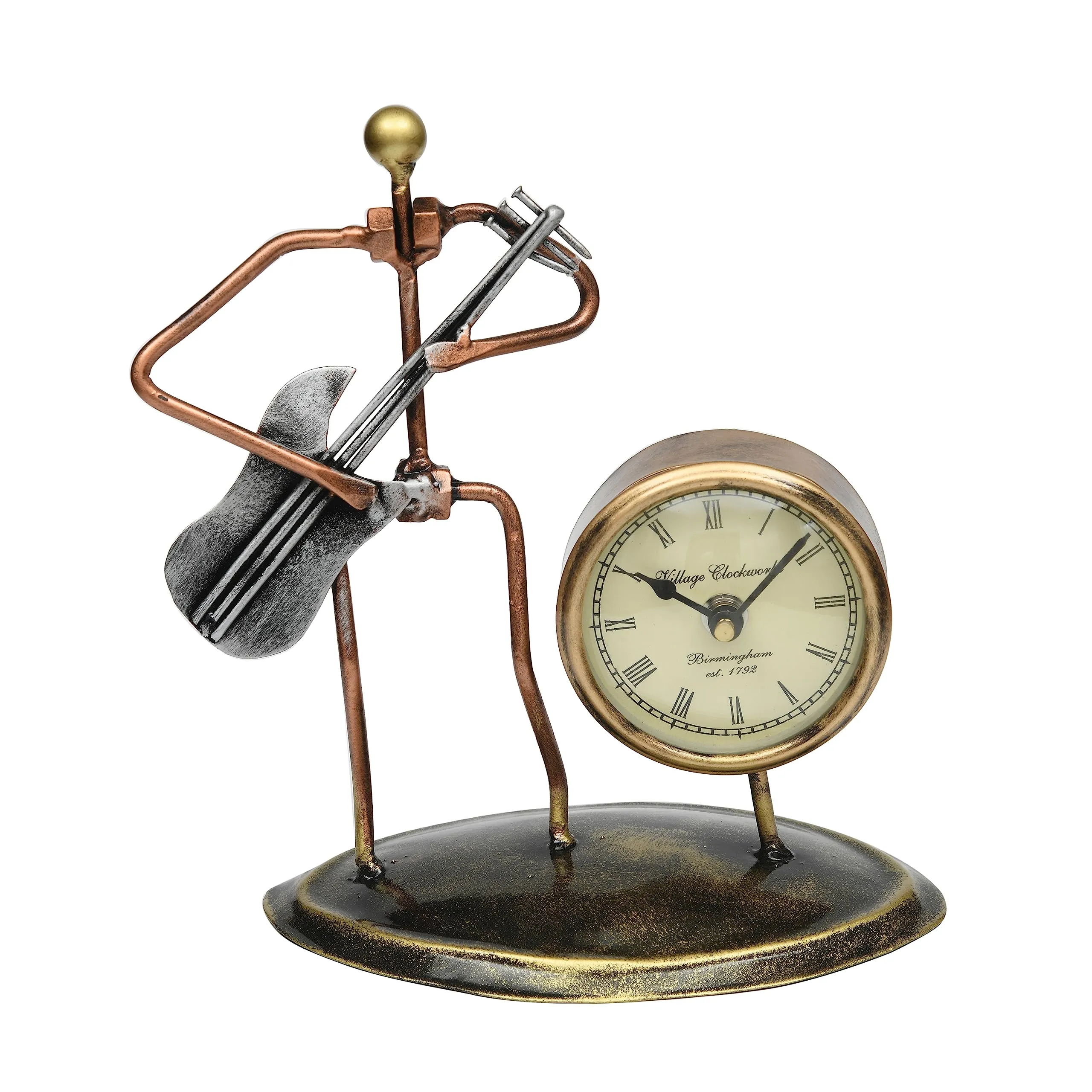 Samsiddhi Guitar Man Table Clock for Home Decor Showpiece Decorative Watch Statue Gift for Decoration | Diwali Decoration Items