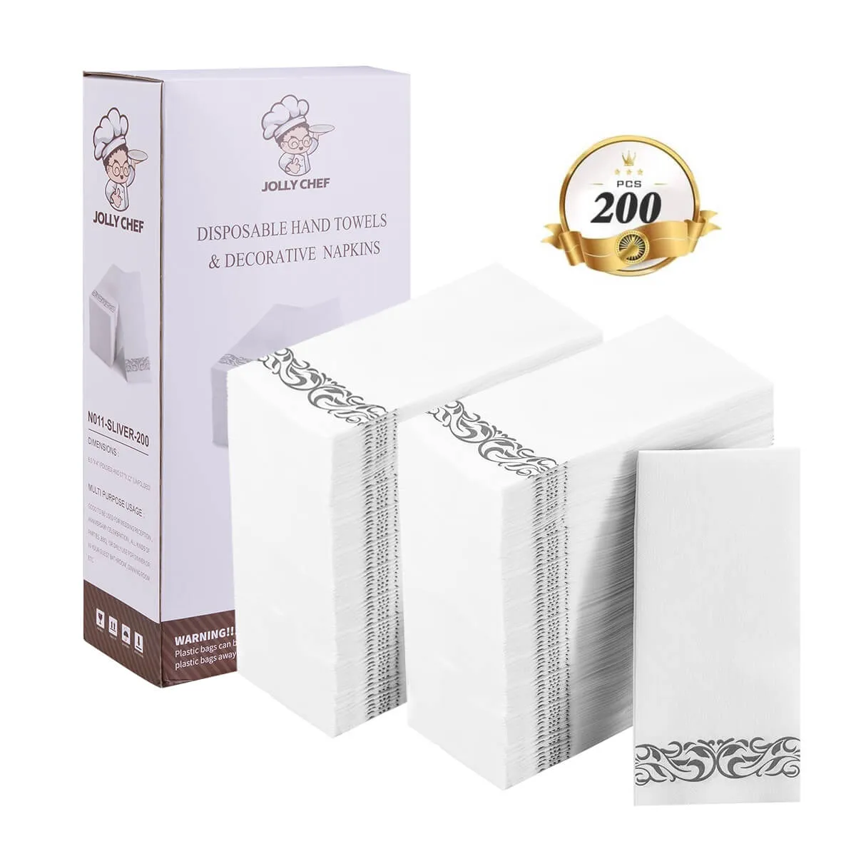 Silver Pattern Linen-Feel Paper Napkins