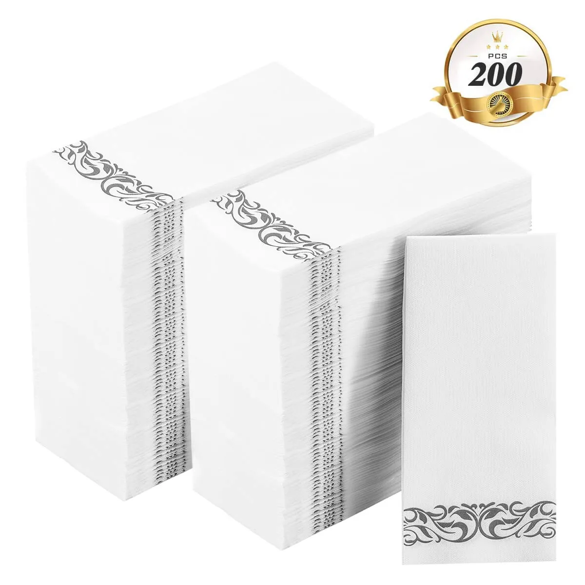 Silver Pattern Linen-Feel Paper Napkins