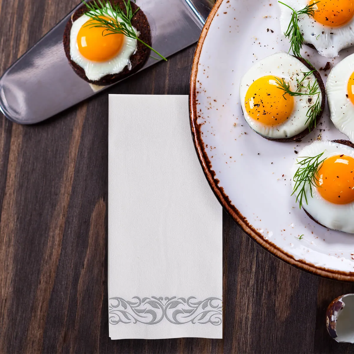 Silver Pattern Linen-Feel Paper Napkins