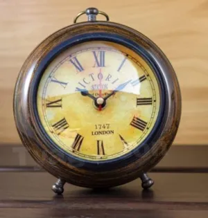 SLEPSY Handmade Antique Wooden Table Top Clock Desk Clock Nautical Style Roman Number Home & Office Study Living Room Decoration Gift Item -1