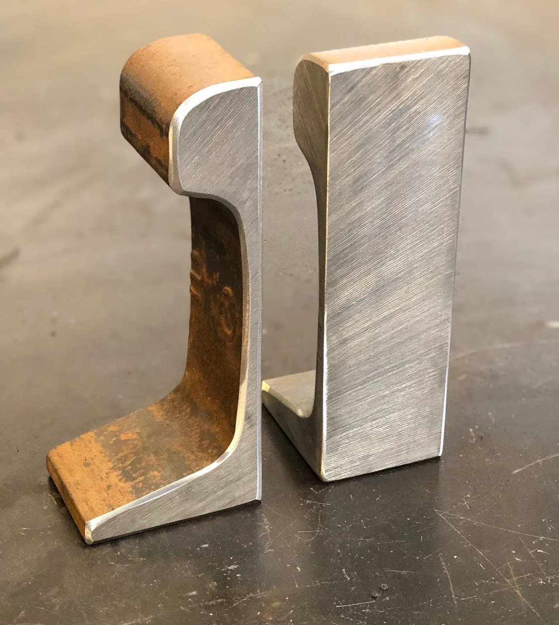 Small Antique Railroad Bookends unpolished