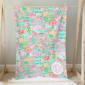 Southern Preppy Charleston Monogrammed Minky Blanket